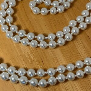 62 Inch Faux Glass Pearl Hand Knotted Necklace